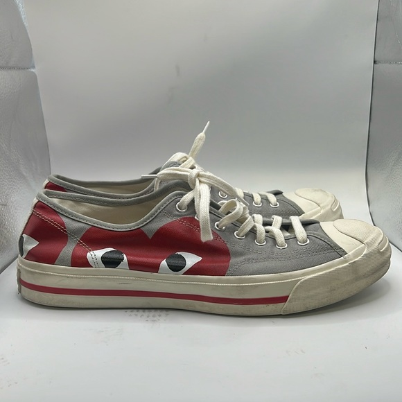 Converse Other - Converse Play Comme Des Garcons Sneakers Shoes Gray Red Hearts Mens Size 12